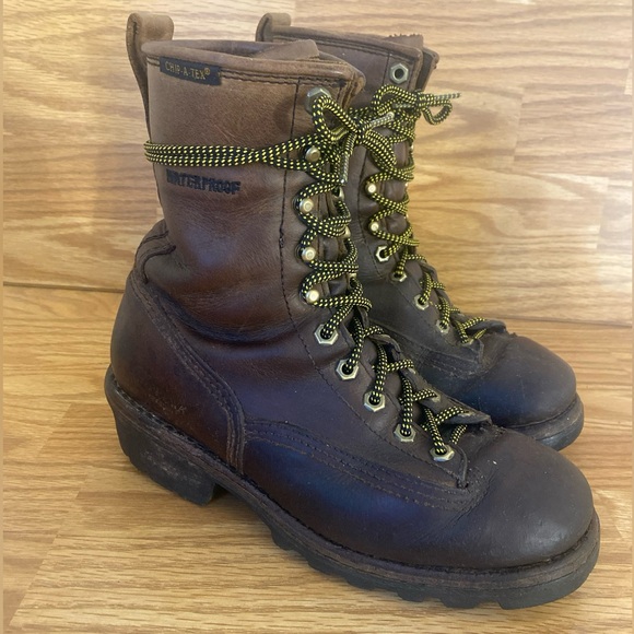 Chippewa Logger Work Boots Men’s Size 8M Waterproof Brown Leather 8" #73100 - Picture 3 of 16